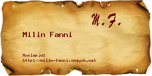 Milin Fanni névjegykártya